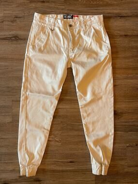 KDNK Kayden K Cream Colored Relaxed Fit Jogger Pants Size 34x30